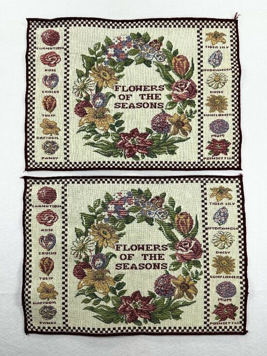 Source Unknown Other - Vintage Flowers Of The Seasons 2 Wall Art Decor Tapestry Placemats DIY 17x12.5